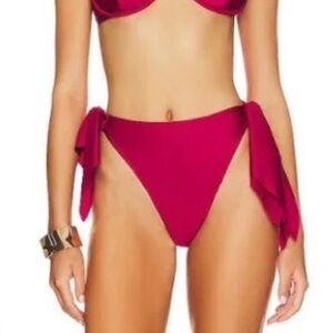 Andrea lyamah Rai High Waisted Bikini Bottoms in Ruby Pink Size Medium
